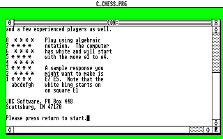 C Chess atari screenshot